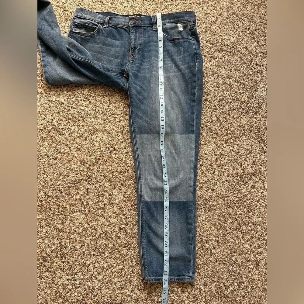 Express Women's Girlfriend Patchwork Medium Wash Relaxed Fit Jeans Size 8 - Picture 9 of 13